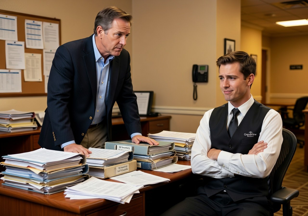 Manager et pile de dossiers